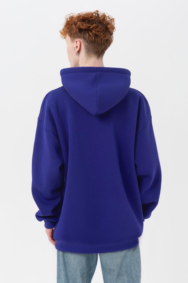 худи оверсайз зимняя утепленная васильковая ярко-синяя мужская купить в Москве у производителя