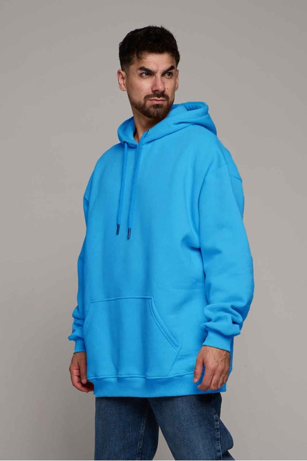  Turquoise color hoodie OVERSIZE man XS-44-Unisex-(Мужской)    Худи оверсайз мужская бирюзовая утепленная (унисекс) 