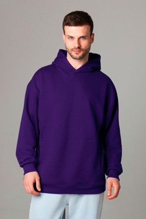 Оверсайз худи петельная без начеса фиолетовая унисекс (мужская)