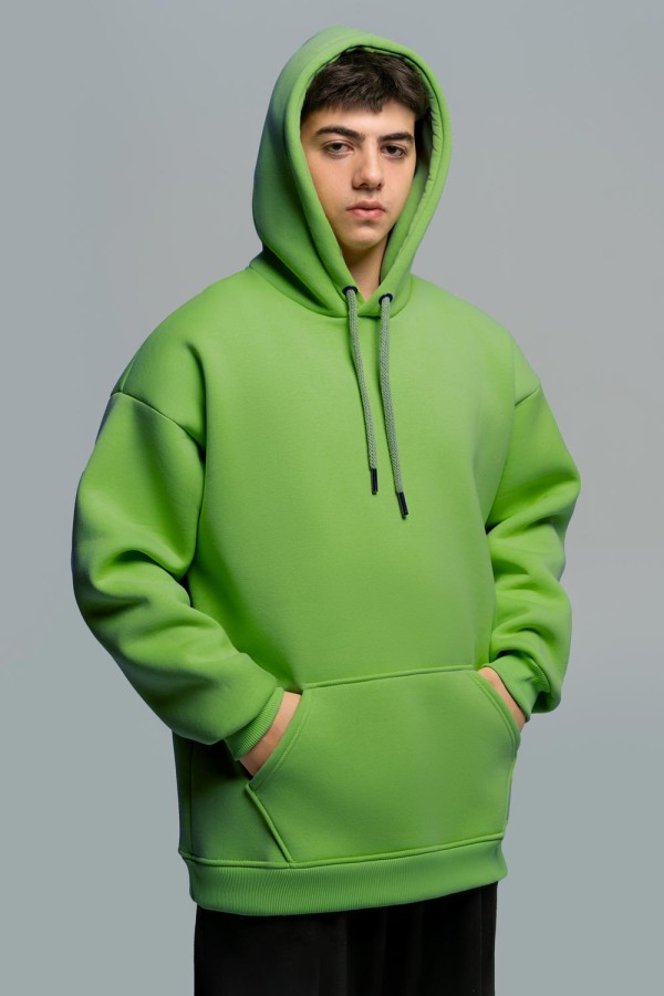  Wasabi green oversize hoodie man XS-44-Unisex-(Мужской)    Худи оверсайз мужская цвет зеленый васаби утепленная 