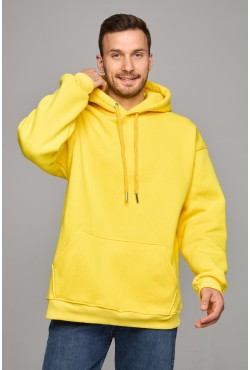 Худи лимонно-желтая оверсайз мужская утепленная