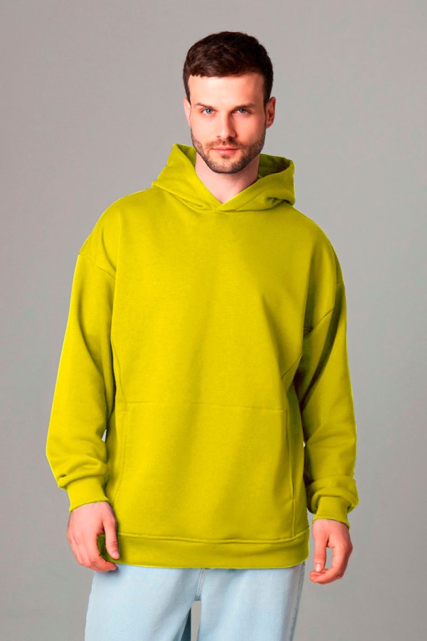  Hoodie oversize diagonal yellow XS-44-Unisex-(Мужской)    Оверсайз худи петельная без начеса желтая унисекс (мужская) 