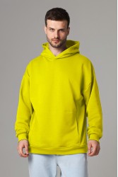 Оверсайз худи петельная без начеса желтая унисекс (мужская)