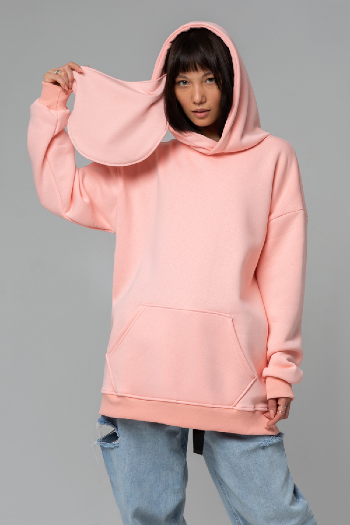 Soft pink Hoodie OVERSIZE unisex - Нежно розовый Худи Оверсайз унисекс — фото 3