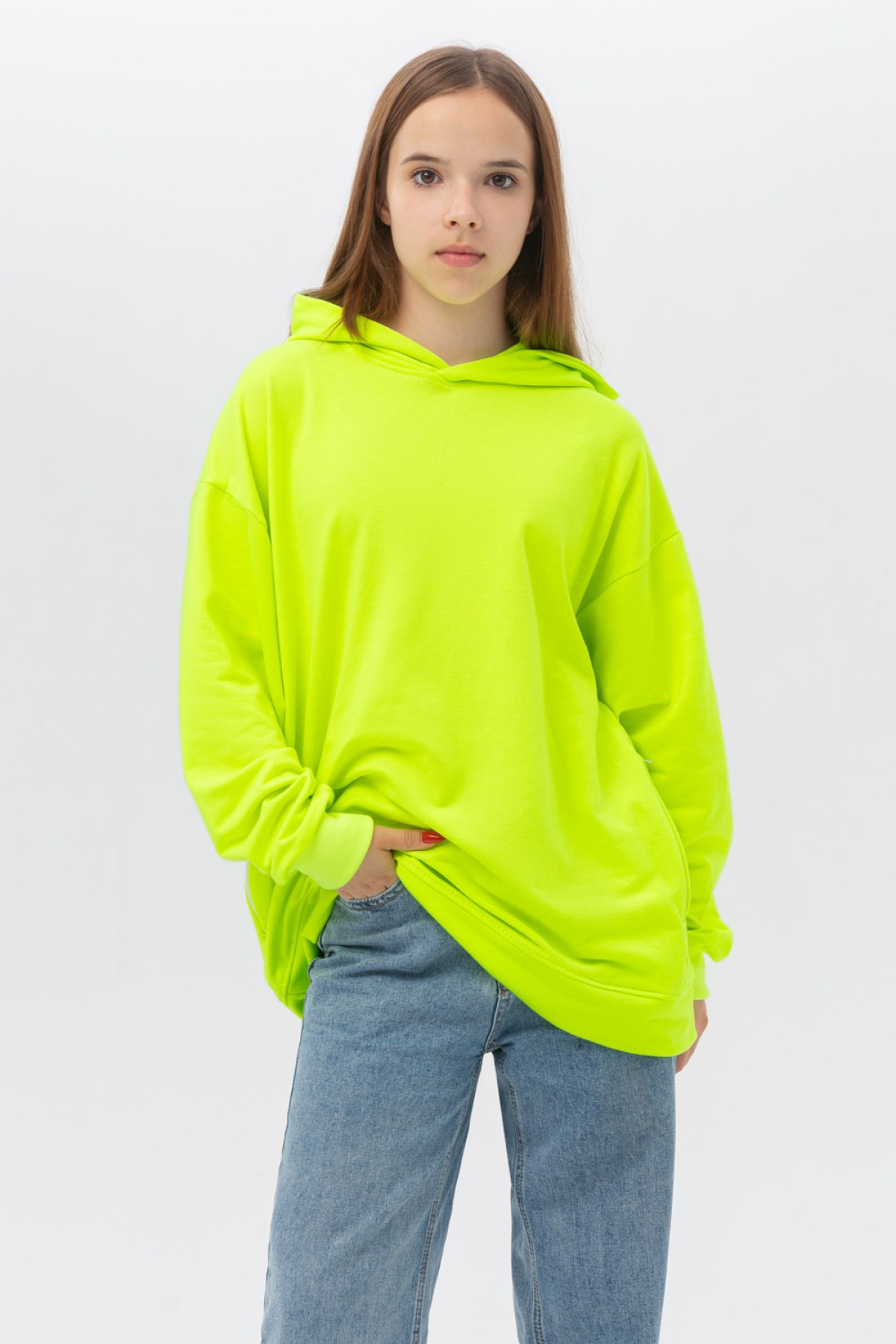 Неоновый желтый худи оверсайз подростковый летний | Teenager Summer Hoodie Oversize — фото 4