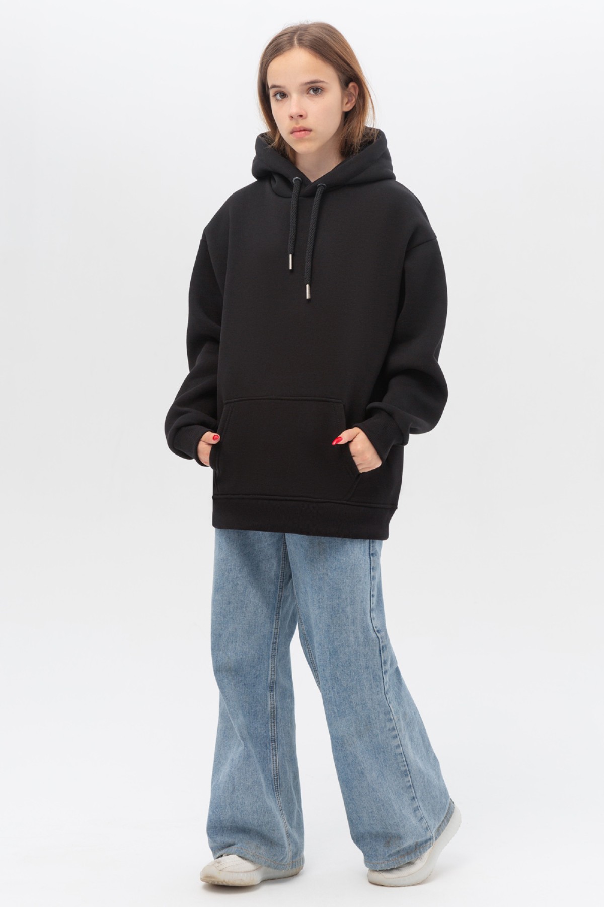 Подростковое худи Oversize UNISEX Черное — фото 3