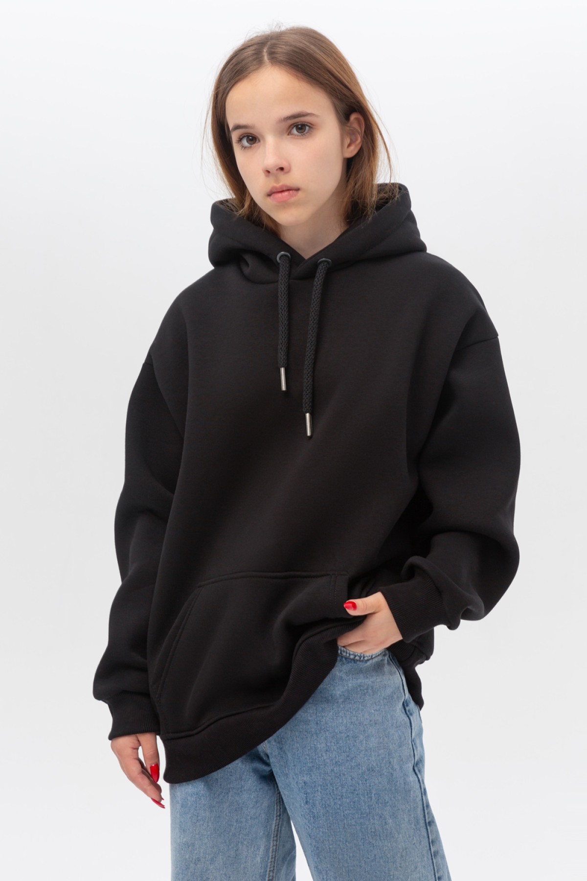 Подростковое худи Oversize UNISEX Черное — фото 2