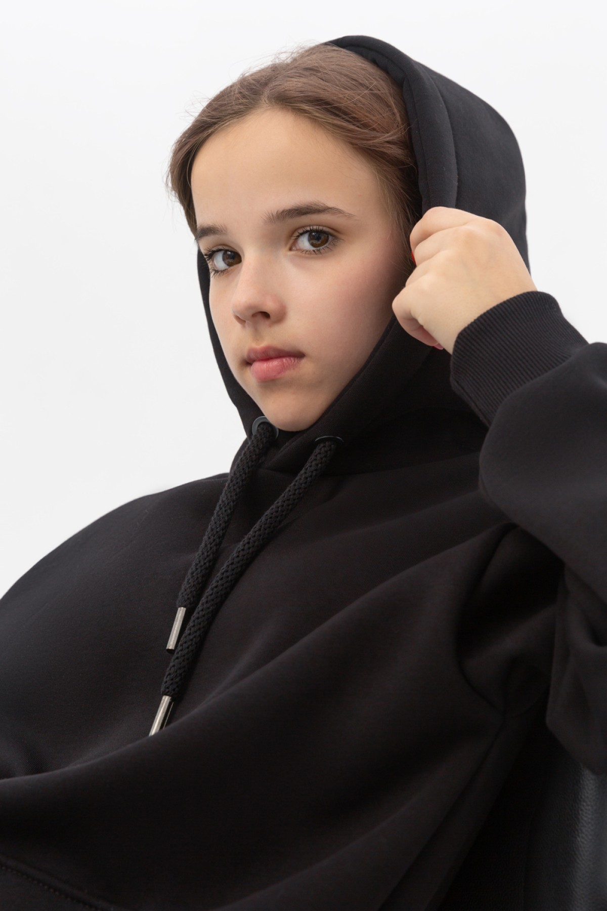 Подростковое худи Oversize UNISEX Черное — фото 5