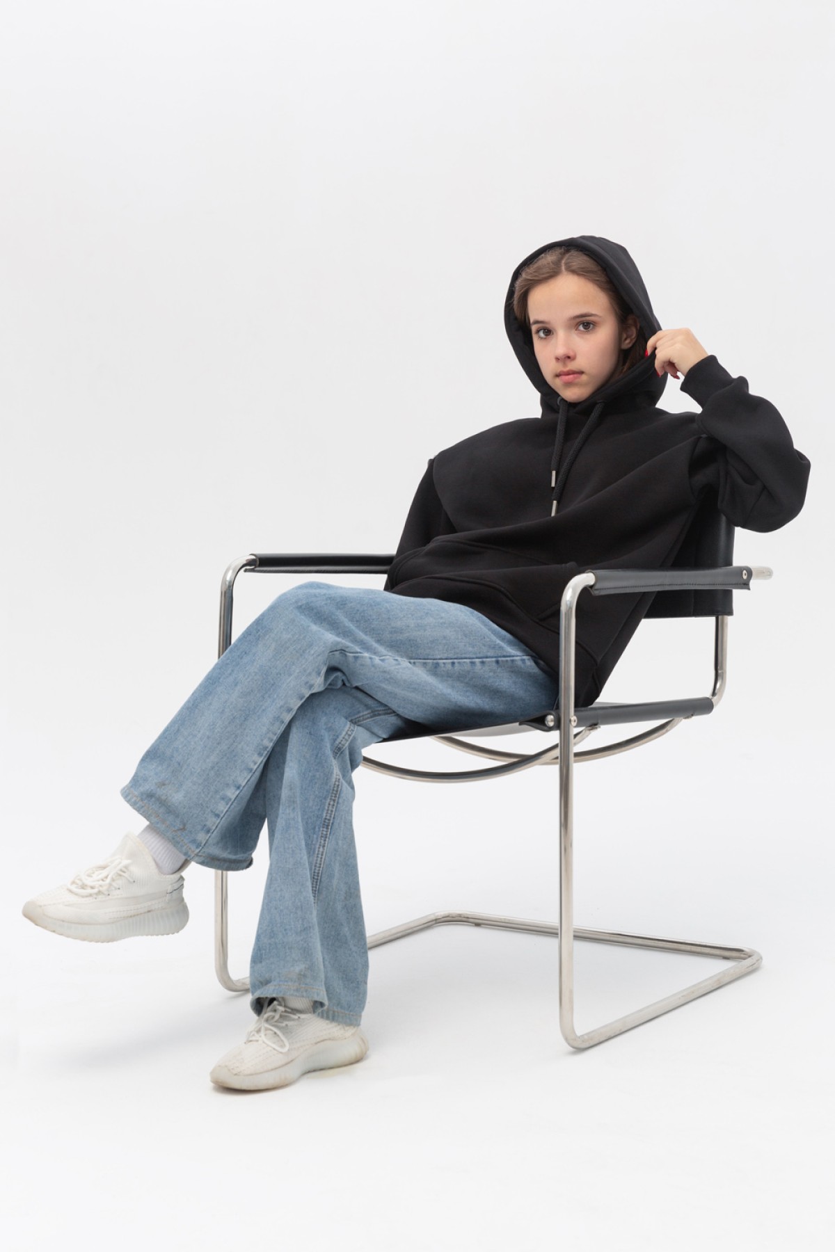 Подростковое худи Oversize UNISEX Черное — фото 4