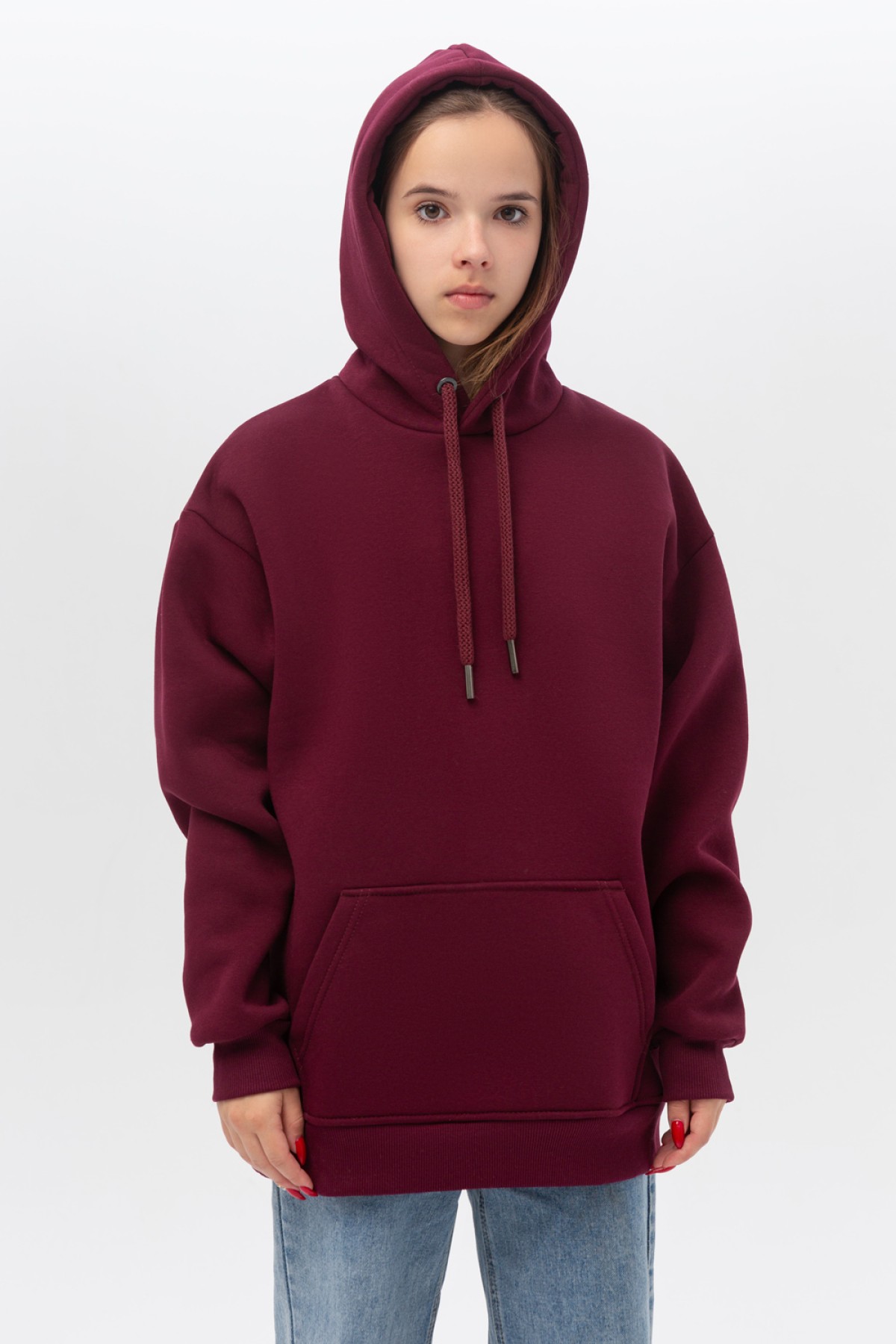 Подростковое худи Oversize UNISEX Бордовая — фото 2