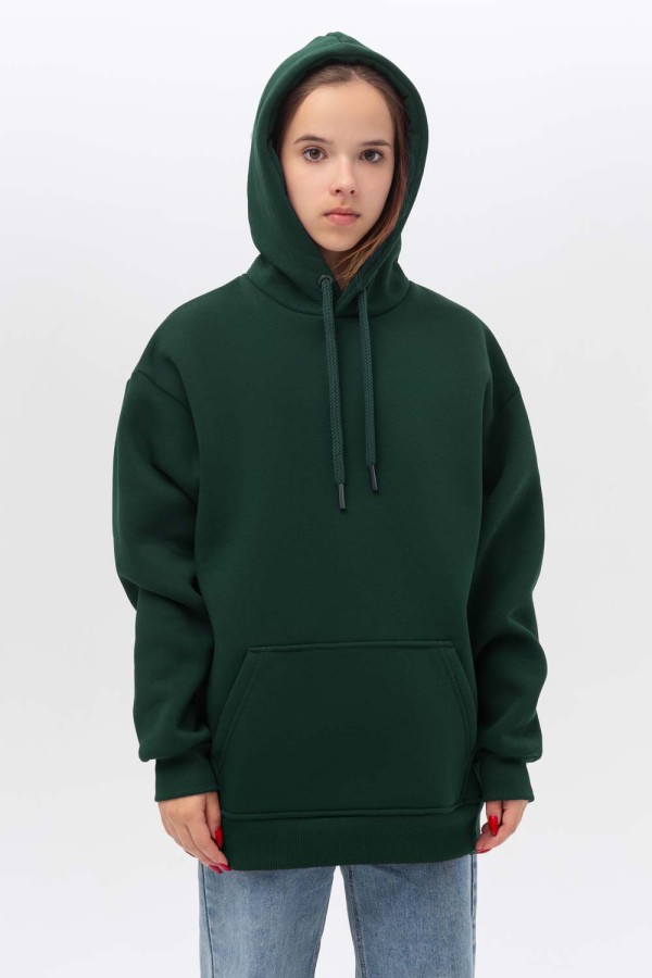 Подростковое худи Oversize UNISEX Тёмно-зелёный Teenage Oversized UNISEX Dark Green Hoodie XS-36-38-Teenage-(Подростковый) Подростковое худи Oversize UNISEX Тёмно-зелёный