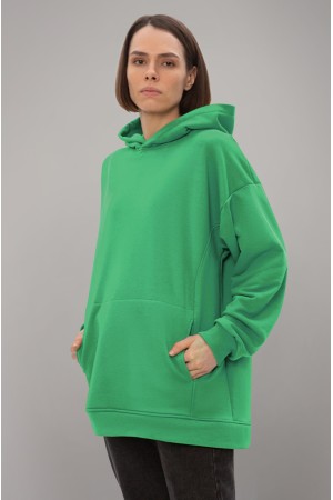 Оверсайз худи без начеса цвет аквамарин зеленый женская (унисекс)