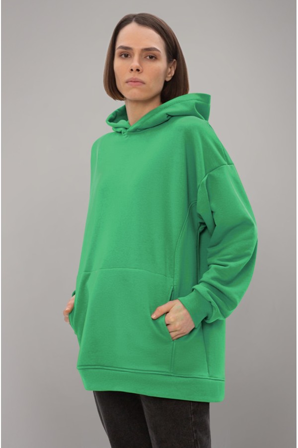  Hoodie OVERSIZE diagonal aquamarine S-46-Unisex-(Женский)    Оверсайз худи без начеса цвет аквамарин зеленый женская (унисекс) 