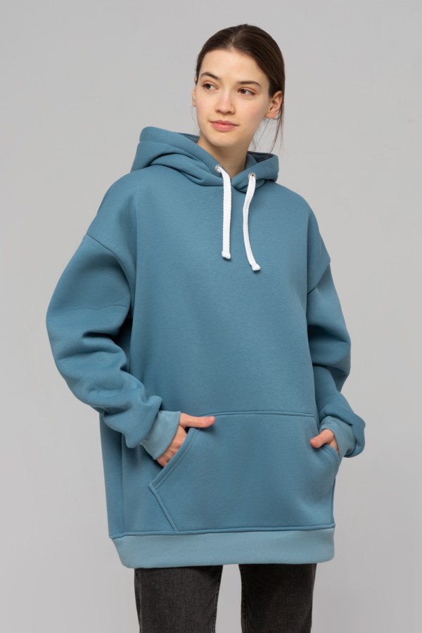  Baikal color hoodie OVERSIZE unisex M-48-Unisex-(Женский)    Толстовка худи оверсайз женская цвет Байкал унисекс 