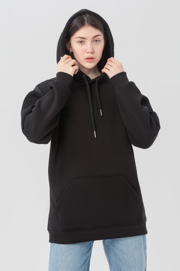  Black color hoodie OVERSIZE unisex M-48-Unisex-(Женский)    Черная толстовка Худи Оверсайз женская (унисекс) 