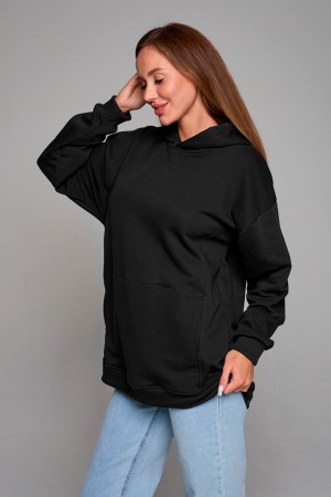 Оверсайз худи без начеса черная женская (унисекс)