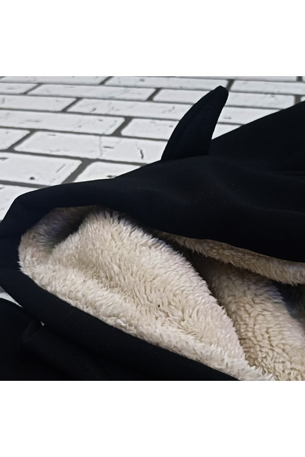 Худи эксклюзив - черная толстовка оверсайз с рожками   Магазин Толстовок Женские теплые худи оверсайз с начесом