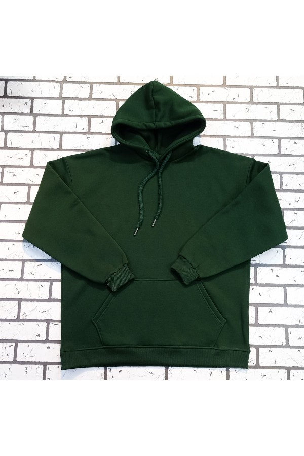Толстовка Худи Оверсайз Цвет Темно-Зеленый Женская унисекс   Магазин Толстовок Женские теплые худи оверсайз с начесом