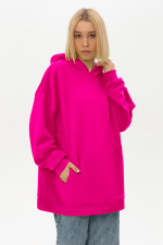  Hoodie oversize diagonal fuchsia XS-44-Unisex-(Женский)    Оверсайз худи петельная фуксия ярко-розовая унисекс (женская) 