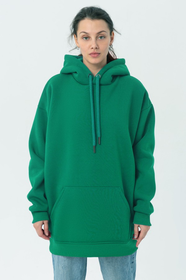 Ярко-зеленая толстовка худи оверсайз женская утепленная Bright green hoodie oversize woman XS-44-Unisex-(Женский) Ярко-зеленая толстовка худи оверсайз женская утепленная