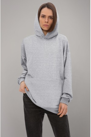 Оверсайз худи петельная цвет серый меланж 