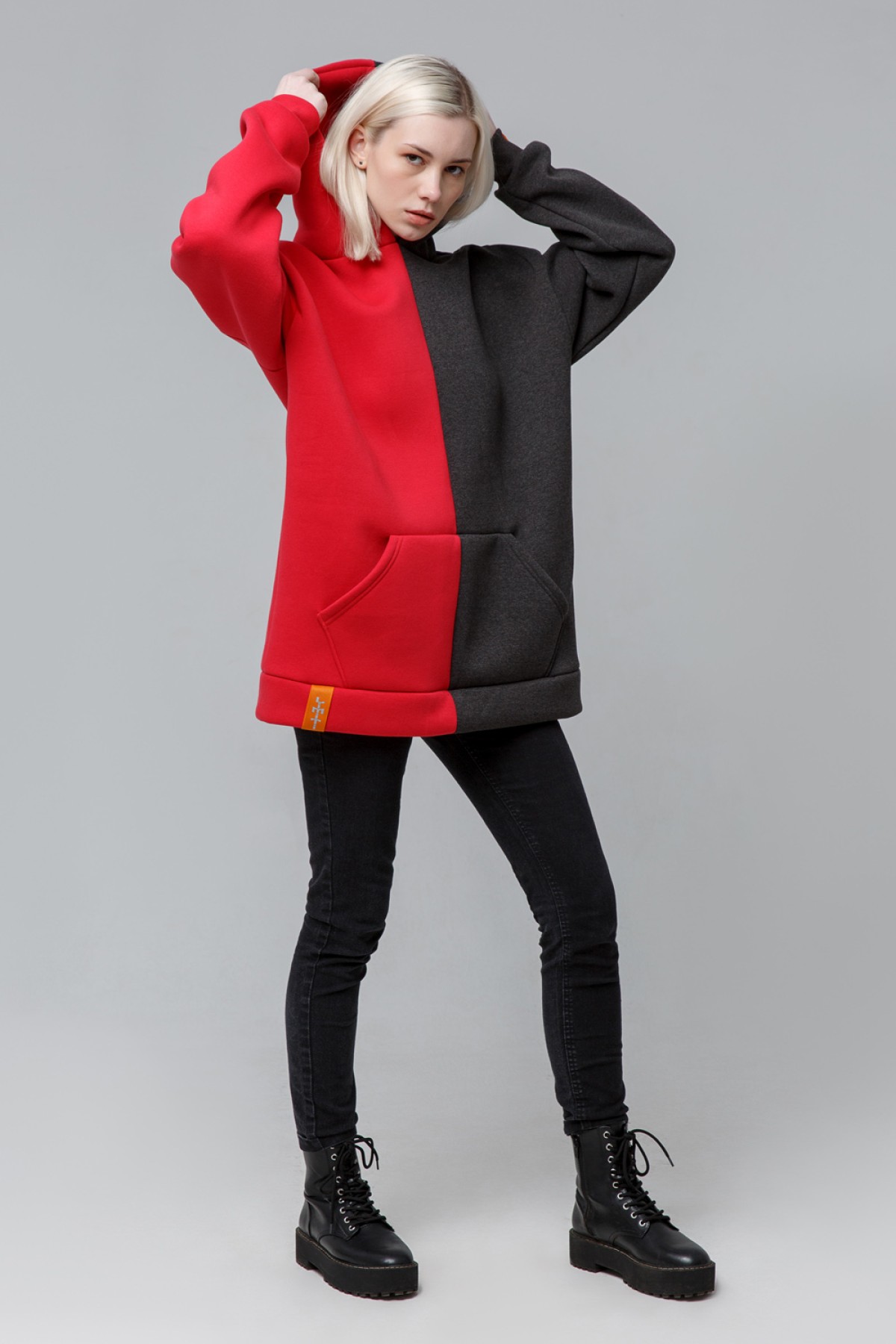 !LiMiTi Half&Half Blank Oversized толстовка худи утепленная женская — фото 2
