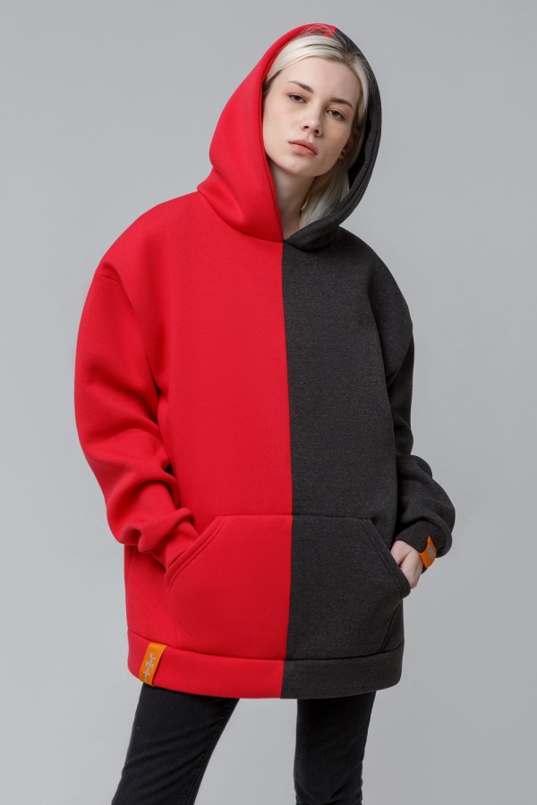  Oversize hoodie model «Half&Half» M-48-Unisex-(Женский)    !LiMiTi МодельHalf&Half Blank Oversized 
