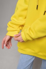 Худи оверсайз лимонно-желтая женская утепленная   Магазин Толстовок Женские теплые худи оверсайз с начесом