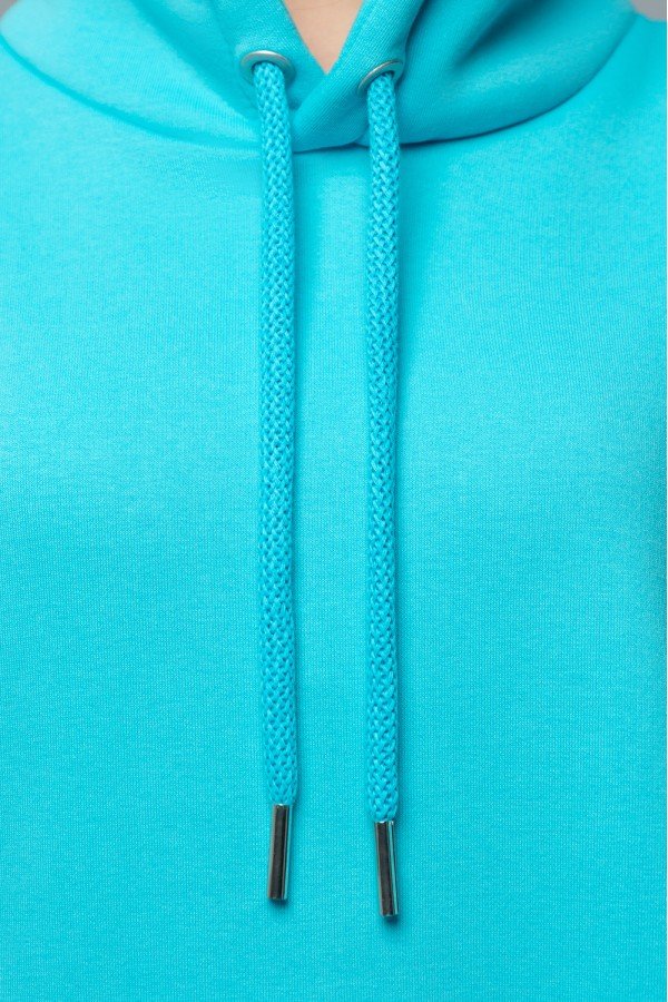 Худи Оверсайз унисекс женская цвет Аква (ярко голубой)   Магазин Толстовок Женские теплые худи оверсайз с начесом