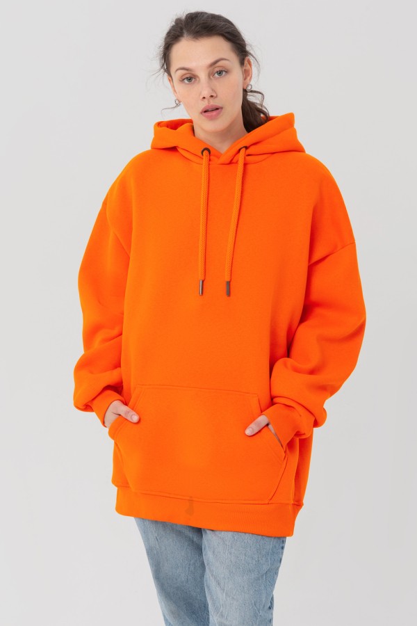  Orange color hoodie OVERSIZE unisex XS-44-Unisex-(Женский)    Оранжевая Толстовка Худи Оверсайз унисекс 