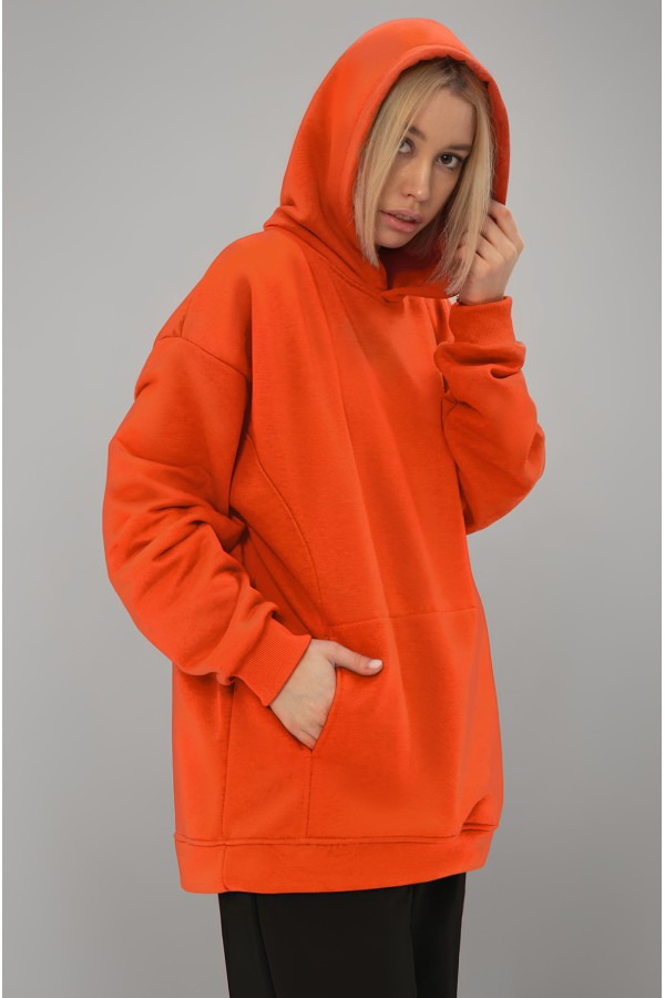  Hoodie OVERSIZE diagonal orange woman XL-52-Unisex-(Женский)    Оверсайз худи без начеса петельная оранжевая унисекс (женская) 