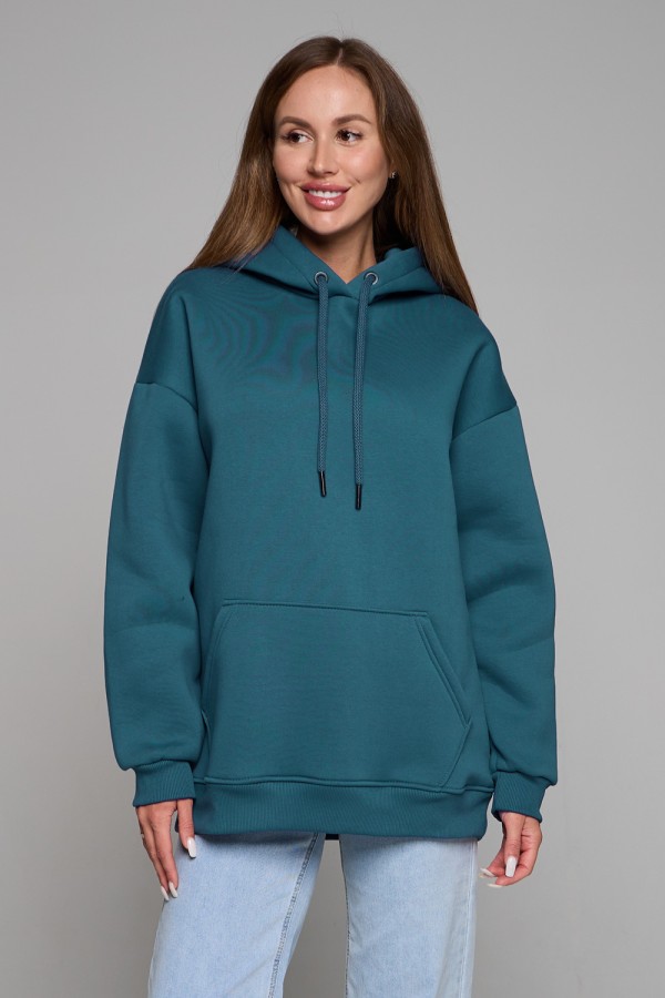 Худи оверсайз утепленная цвет петроль женская (унисекс) Petrol color hoodie OVERSIZE woman S-46-Unisex-(Женский) Худи оверсайз утепленная цвет петроль женская (унисекс)