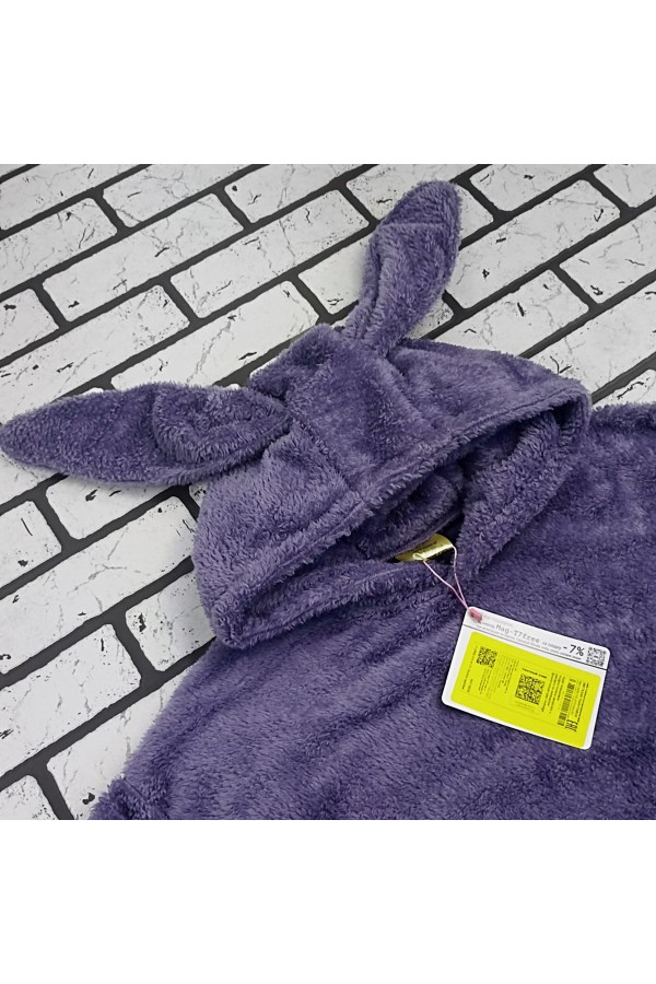 Худи плюшевое оверсайз с ушками на капюшоне фиолетовый цвет   Магазин Толстовок Женские теплые худи оверсайз с начесом