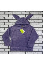 Худи плюшевое оверсайз с ушками на капюшоне фиолетовый цвет   Магазин Толстовок Женские теплые худи оверсайз с начесом