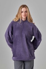 Худи плюшевое оверсайз с ушками на капюшоне фиолетовый цвет   Магазин Толстовок Женские теплые худи оверсайз с начесом