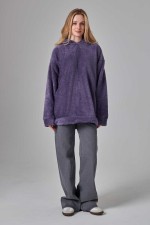 Худи плюшевое оверсайз с ушками на капюшоне фиолетовый цвет   Магазин Толстовок Женские теплые худи оверсайз с начесом