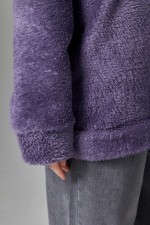 Худи плюшевое оверсайз с ушками на капюшоне фиолетовый цвет   Магазин Толстовок Женские теплые худи оверсайз с начесом