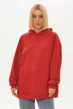  Hoodie OVERSIZE diagonal red woman XS-44-Unisex-(Женский)    Оверсайз худи без начеса петельная красная унисекс (женская) 