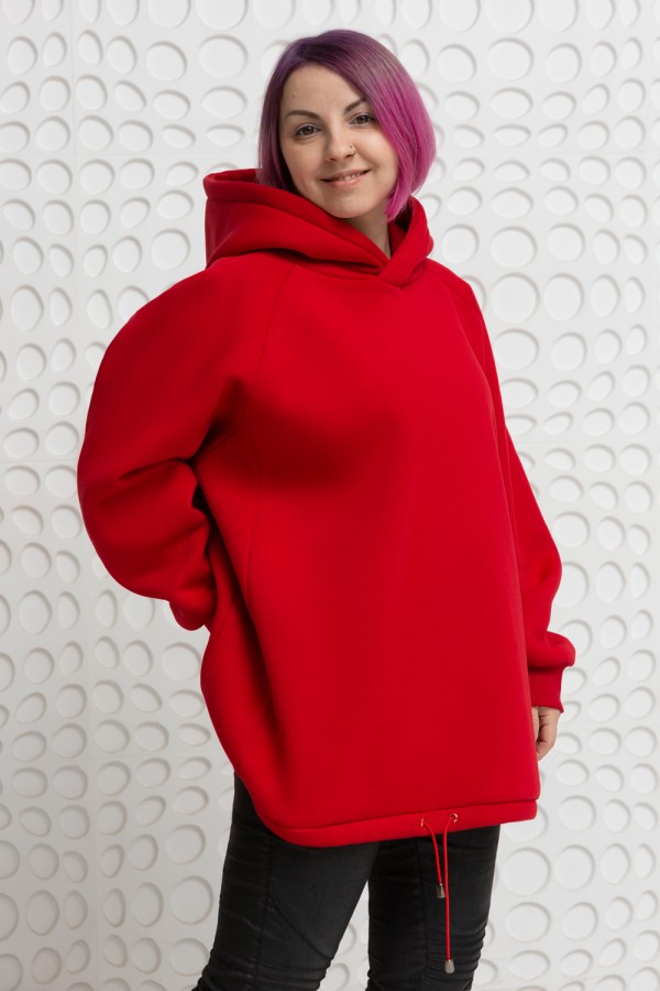 красная худи женская оверсайз реглан утепленная в москве