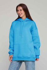  Turquoise color hoodie OVERSIZE woman XS-44-Unisex-(Женский)    Худи оверсайз утепленная бирюзовая женская (унисекс) 