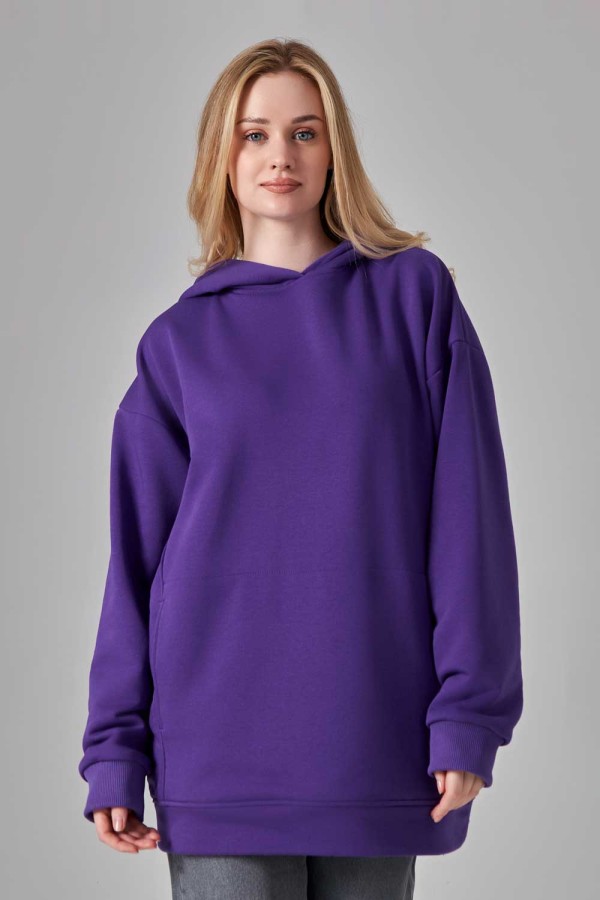  Hoodie oversize diagonal violet XL-52-Unisex-(Мужской)    Оверсайз худи без начеса фиолетовая женская (унисекс) 