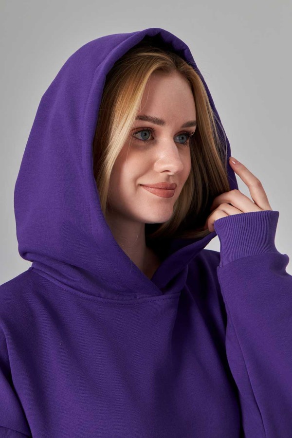 Оверсайз худи без начеса фиолетовая женская (унисекс)   Магазин Толстовок Худи оверсайз без начеса женские