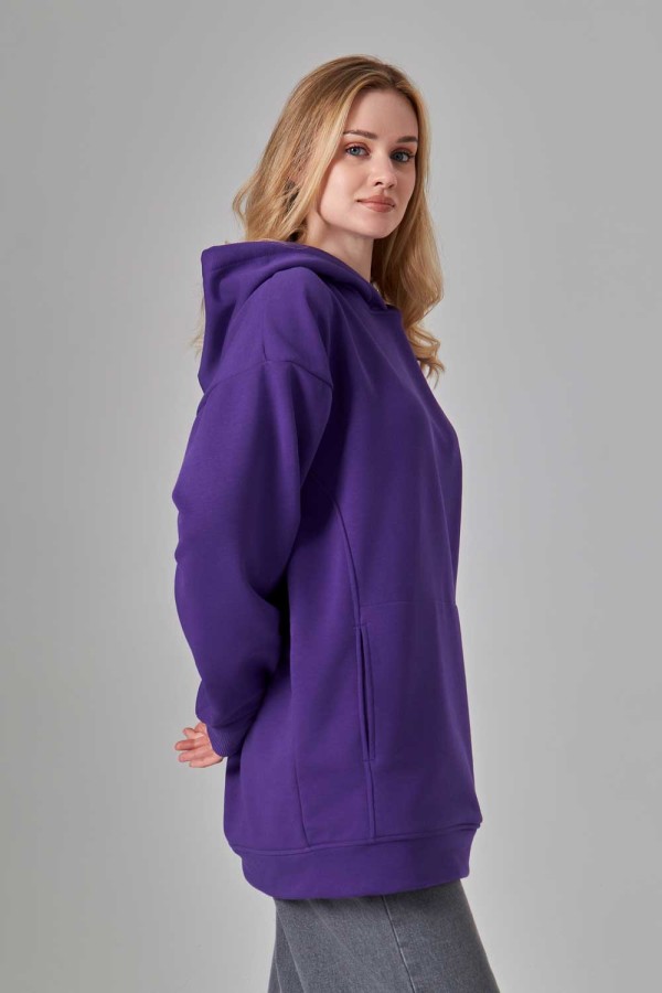 Оверсайз худи без начеса фиолетовая женская (унисекс)   Магазин Толстовок Худи оверсайз без начеса женские