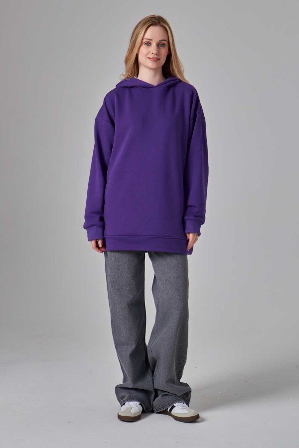 Оверсайз худи без начеса фиолетовая женская (унисекс)   Магазин Толстовок Худи оверсайз без начеса женские
