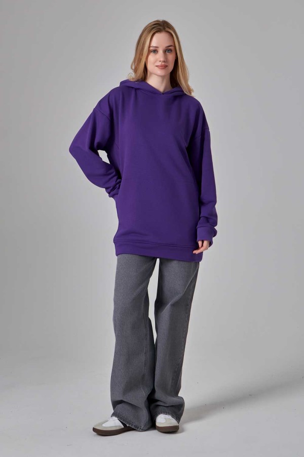 Оверсайз худи без начеса фиолетовая женская (унисекс)   Магазин Толстовок Худи оверсайз без начеса женские