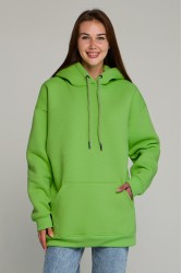 Толстовка худи Оверсайз цвет зеленый васаби унисекс женская