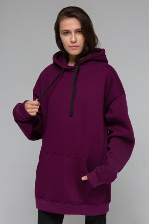 Толстовка худи оверсайз бордовая (вино) женская унисекс 