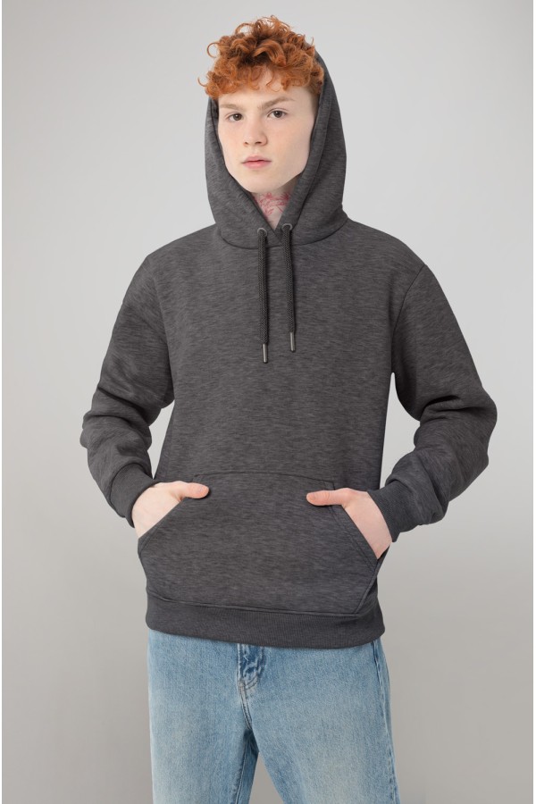  Premium Hoodie anthracite grey Unisex Man 4XL-58-Unisex-(Мужской)    Мужская худи с капюшоном премиум антрацит (темно-серый меланж) 340гр/м.кв 