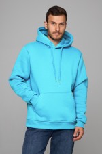  Aqua color premium hoodie man XS-44-Unisex-(Мужской)    Мужское худи цвет аква с капюшоном премиум качества 340гр 