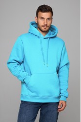 Мужское худи цвет аква с капюшоном премиум качества 340гр